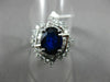 ESTATE LARGE 2.82CT DIAMOND & AAA SAPPHIRE 18K WHITE GOLD FLOWER ENGAGEMENT RING