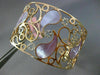 ESTATE LARGE .70CT DIAMOND 14KT ROSE GOLD MOTHER OF PEARL FLOWER BANGLE BRACELET