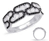 ESTATE WIDE 1.05CT WHITE & BLACK DIAMOND 14KT WHITE GOLD 3D FUN ANNIVERSARY RING