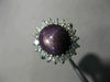 ESTATE MASSIVE 13.5CT DIAMOND & AAA PURPLE STAR SAPPHIRE 14K WHITE GOLD FUN RING