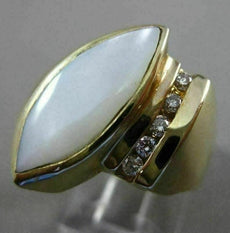 ESTATE LARGE .16CT DIAMOND & MOTHER OF PEARL 14KT WHITE GOLD MARQUISE SHAPE RING