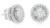 ESTATE 1.31CT DIAMOND 14KT WHITE GOLD ROUND SOLITAIRE FLOWER HALO STUD EARRINGS