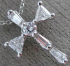 ESTATE .55CT TRILLION & BAGUETTE DIAMOND 14KT WHITE GOLD 3D CROSS PENDANT #25911