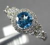 ESTATE .85CT DIAMOND & AAA BLUE TOPAZ 14KT ROSE GOLD 3D FLOWER FILIGREE FUN RING