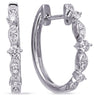 .27CT DIAMOND 14K WHITE GOLD ROUND & MARQUISE SHAPE HUGGIE HOOP HANGING EARRINGS