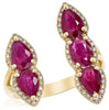 ESTATE 2.33CT DIAMOND & AAA RUBY 14K YELLOW GOLD 3D MULTI SHAPE TENSION FUN RING