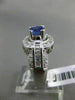 ESTATE LARGE 1.40CT DIAMOND & TANZINITE 14KT WHITE GOLD FILIGREE ENGAGEMENT RING