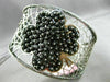 ESTATE EXTRA WIDE 1.30CT DIAMOND 14KT BLACK GOLD 4 CLOVER HEART BANGLE BRACELET