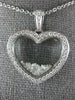 ESTATE LARGE 1.01CT DIAMOND 18KT WHITE GOLD CLASSIC HEART FLOATING LOVE PENDANT