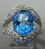 ESTATE LARGE 5.52CT DIAMOND & AAA BLUE TOPAZ 18KT WHITE GOLD 3D V SHAPE RING