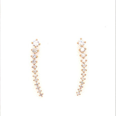 ESTATE 1.26CT DIAMOND 18KT YELLOW GOLD ROUND GRADUATING JOURNEY HANGING EARRINGS