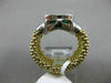 ESTATE LARGE 3.16CT DIAMOND & AAA GREEN AMETHYST 14KT 2 TONE GOLD 3D SQUARE RING