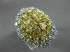 GIA LARGE 7.42CT WHITE & INTENSE YELLOW DIAMOND 18K 2 TONE GOLD 3D COCKTAIL RING