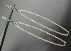 ESTATE LONG .81CT DIAMOND 14KT WHITE GOLD 3D RECTANGULAR HUGGIE HANGING EARRINGS