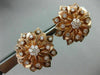 ESTATE LARGE 1.47CT DIAMOND 18K ROSE GOLD 3D FLOWER HANDCRAFTED CLIP ON EARRINGS