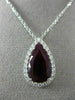 ESTATE 5.48CT DIAMOND & AAA RUBY 18KT WHITE GOLD CLASSIC TEAR DROP HALO PENDANT