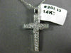 ANTIQUE .26CT ROUND DIAMOND 14KT WHITE GOLD CLASSIC FLORAL CROSS PENDANT #20833