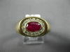 ESTATE 1.20CT DIAMOND & AAA RUBY 14K YELLOW GOLD 3D OVAL BEZEL CLASSIC MENS RING