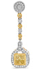 .75CT WHITE & FANCY YELLOW DIAMOND 18K 2 TONE GOLD PRINCESS ROUND SQUARE PENDANT