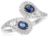 ESTATE .85CT DIAMOND & AAA SAPPHIRE 14KT WHITE GOLD 3D OVAL & ROUND SNAKE RING
