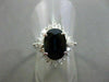 ESTATE LARGE 3.20CT DIAMOND & AAA SAPPHIRE PLATINUM OVAL FILIGREE BALLERINA RING
