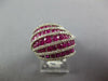 LARGE 2.85CT DIAMOND & AAA RUBY 14KT WHITE GOLD MULTI ROW CRISS CROSS FUN RING