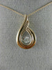 ESTATE .03CT DIAMOND 14K WHITE & ROSE GOLD 3D CLUSTER TEAR DROP FILIGREE PENDANT