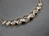 ESTATE LARGE .50CT DIAMOND 14KT ROSE GOLD 3D NINE STONE BAR HAPPY FACE NECKLACE