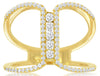 LARGE .43CT DIAMOND 14KT YELLOW GOLD 3D OPEN DOUBLE LOOP BAR FUN STATEMENT RING