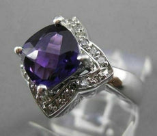 ESTATE LARGE 2.25CTW DIAMOND & AAA AMETHYST 14KT WHITE GOLD FLORAL STAR RING