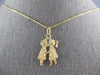 ESTATE 14KT YELLOW GOLD 3D BABY BOY BABY GIRL KISSING FUN CHARM PENDANT #27418