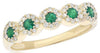.46CT DIAMOND & AAA EMERALD 14KT YELLOW GOLD 3D CLASSIC MULTI FLOWER LOVE RING