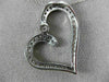 ANTIQUE 1.05CT DIAMOND 14KT WHITE GOLD 3D FILIGREE MILGRAIN HEART PENDANT #17756