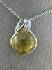 ESTATE 2.91CT DIAMOND & AAA CITRINE 14KT WHITE GOLD SQUARE LEAF FLOATING PENDANT
