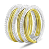 ESTATE WIDE .53CT DIAMOND 14KT 2 TONE GOLD PAVE MULTI ROW CRISS CROSS COIL RING