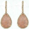 ESTATE LARGE 24.58CT DIAMOND & AAA ROSE QUARTZ 14K ROSE GOLD PEAR SHAPE EARRINGS