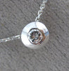 ESTATE .15CT ROUND CUT DIAMOND 14K WHITE GOLD 3D CLASSIC SOLITAIRE PENDANT #4332