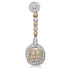 .75CT WHITE & FANCY YELLOW DIAMOND 18K 2 TONE GOLD PRINCESS ROUND SQUARE PENDANT