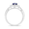 LARGE 1.48CT DIAMOND & AAA PEAR SHAPE SAPPHIRE 18KT WHITE GOLD ENGAGEMENT RING