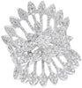 ESTATE LARGE 1.62CT DIAMOND 18KT WHITE GOLD 3D FLOWER DOUBLE CROWN FUN RING