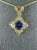 ESTATE 1.50CT DIAMOND & AAA TANZANITE 14KT YELLOW GOLD HEART FLOWER PENDANT #398