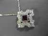 ANTIQUE .56CT DIAMOND & AAA RUBY 18K WHITE GOLD 3D SQUARE FILIGREE PENDANT #9375