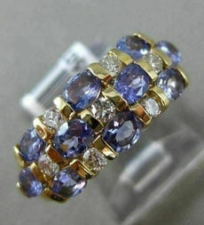 ESTATE 2.22CT DIAMOND & AAA TANZANITE 14KT YELLOW GOLD 3D THREE ROW ETOILE RING