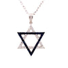 ESTATE LARGE .97CT DIAMOND & AAA SAPPHIRE 18KT WHITE GOLD STAR OF DAVID PENDANT