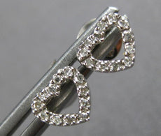 ESTATE SMALL .03CT DIAMOND 14K WHITE GOLD CLASSIC OPEN HEART LOVE STUD EARRINGS