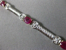 ANTIQUE WIDE 2.80CT DIAMOND & AAA RUBY 14KT TWO TONE GOLD TENNIS BRACELET #1456
