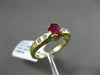 ESTATE WIDE .58CT DIAMOND & RUBY 14KT YELLOW GOLD 3D ETOILE OVAL ENGAGEMENT RING
