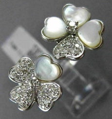 ESTATE .55CT DIAMOND & AAA MOTHER OF PEARL 14KT WHITE GOLD 3D FLOWER HEART RING