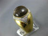 LARGE 1.58CT DIAMOND & AAA CABOCHON SMOKY TOPAZ 18KT YELLOW GOLD FLOWER FUN RING