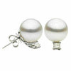 ESTATE LARGE .40CT DIAMOND & AAA SOUTH SEA PEARL 18K WHITE GOLD 3D STUD EARRINGS